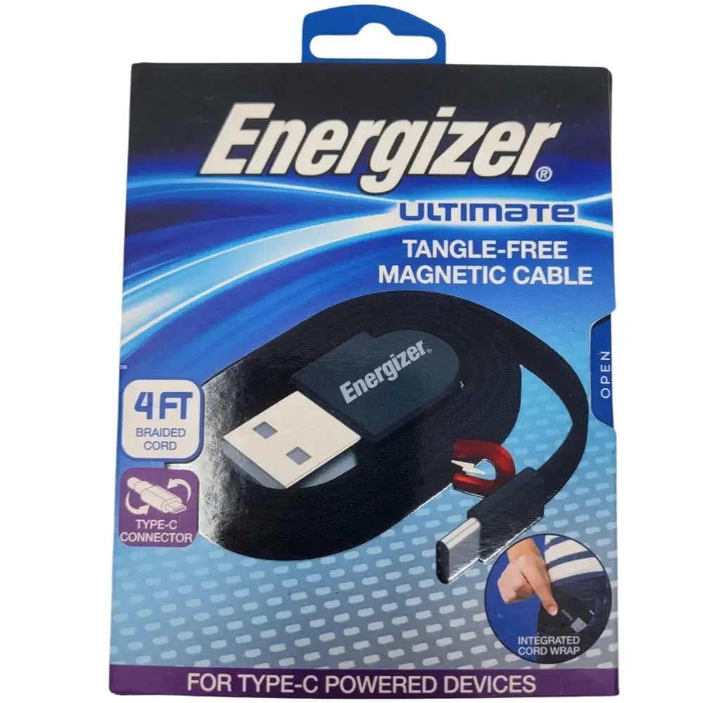ENERGIZER ULTIMATE Tangle-free Braided Magnetic Cable 4FT USB A to TYPE-C Black
